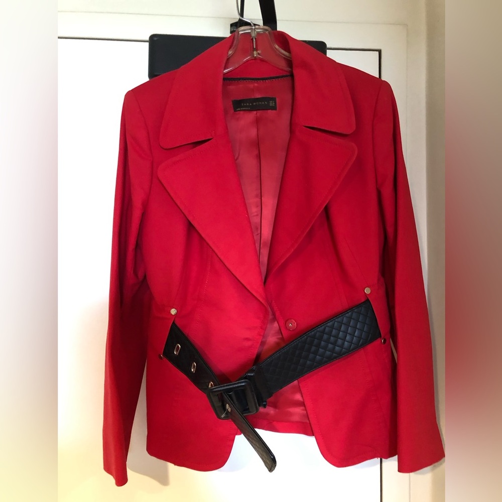 Red cotton Zara Blazer size 10